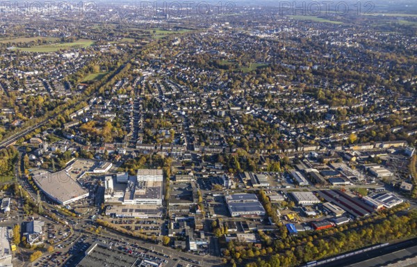Aerial view, industrial area Dümpten, Mannesmannallee, motorway A40, Dümpten - West, Mülheim an der