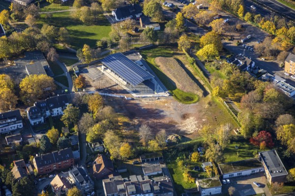 Aerial view, sports field Von-der-Tann-Straße, new sports park Styrum with park of the Feldmann