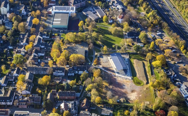 Aerial view, sports field Von-der-Tann-Straße, new sports park Styrum with park of the Feldmann