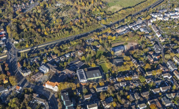 Aerial view, sports field Von-der-Tann-Straße, new sports park Styrum with park of the Feldmann