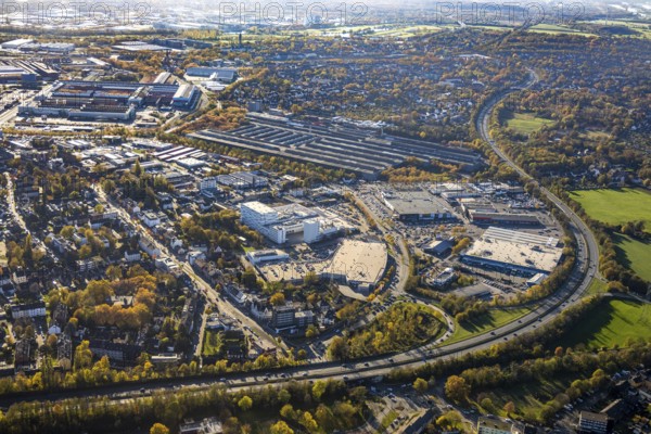 Aerial view, industrial area Dümpten, Mannesmannallee, motorway A40, Dümpten - West, Mülheim an der