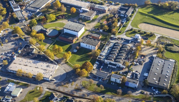 Aerial view, industrial estate Moritzstraße, Steinkampstraße, Styrum - Süd, Mülheim an der Ruhr,