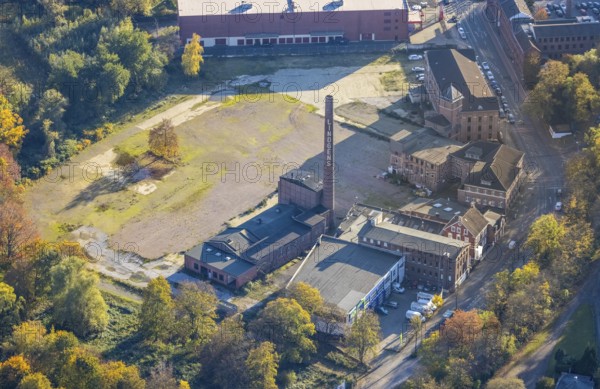 Aerial view, construction area former leather factory Lindgens am Kassenberg, Saarn, Mülheim an der
