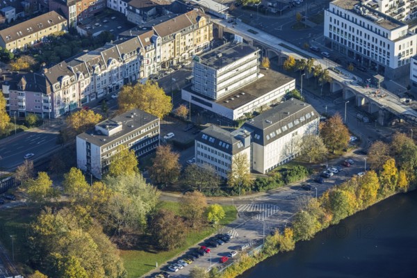 Aerial photo, fast cycle route, health authority, AOK Rheinland, Altstadt II, Mülheim an der Ruhr,