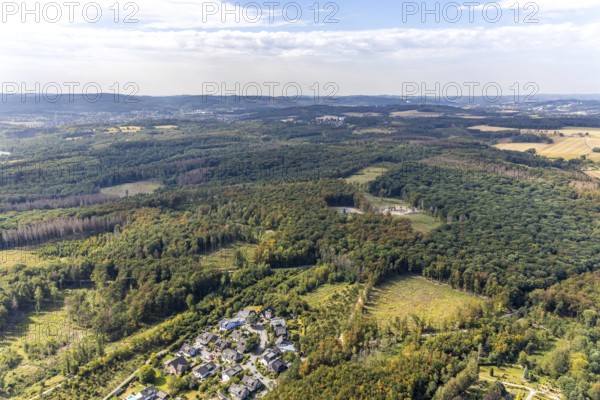 Aerial view, construction site new elevated tank Waldemei, Menden, Sauerland, Märkischer Kreis,