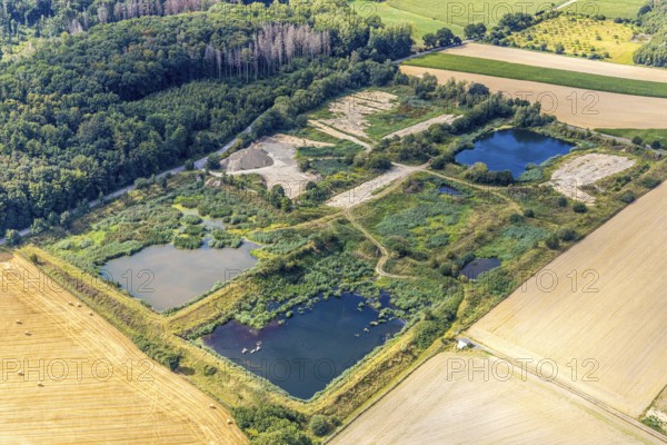 Aerial view, former sewage sludge landfill, Menden, Sauerland, Märkischer Kreis, North