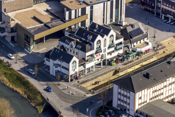 Aerial photo, Pressehaus Westfalenpost, Meschede, Sauerland, North Rhine-Westphalia, Germany, DE,