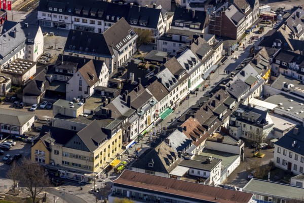 Aerial view, shopping street Ruhrstraße, Meschede, Sauerland, North Rhine-Westphalia, Germany, DE,