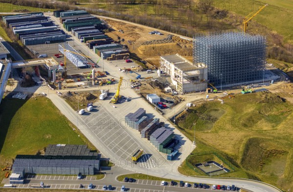 Aerial view, Brewery C.& A. VELTINS GmbH & Co. KG, new construction high-bay warehouse,