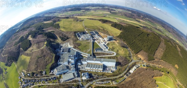 Aerial view, Brewery C.& A. VELTINS GmbH & Co. KG, new high-bay warehouse, super wide angle,