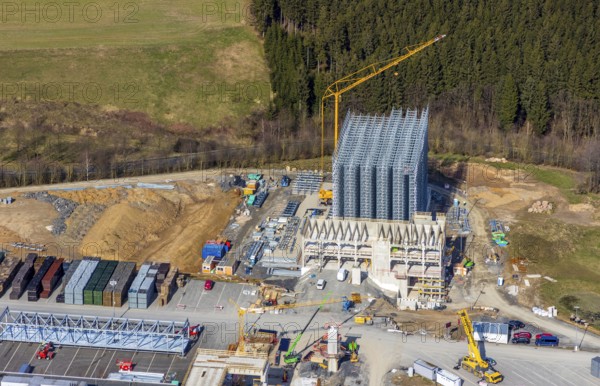 Aerial view, Brewery C.& A. VELTINS GmbH & Co. KG, new construction high-bay warehouse,