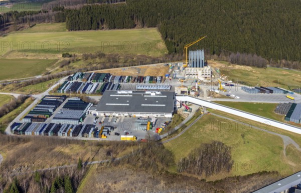 Aerial view, Brewery C.& A. VELTINS GmbH & Co. KG, new construction high-bay warehouse,