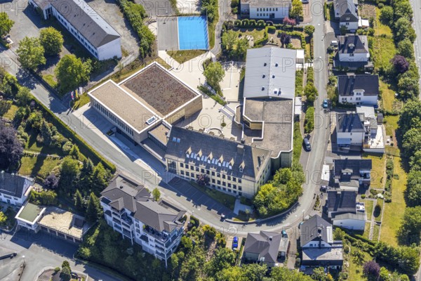 Aerial photo, St. Walburga-Realschule, Meschede, Sauerland, North Rhine-Westphalia, Germany, An