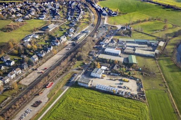 Aerial view, aerial view Wennemen, industrial area Im Ruhr Valley, railway station, goods station