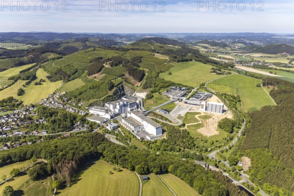 Aerial view, Brewery C.& A. VELTINS GmbH & Co. KG, new construction high-bay warehouse,
