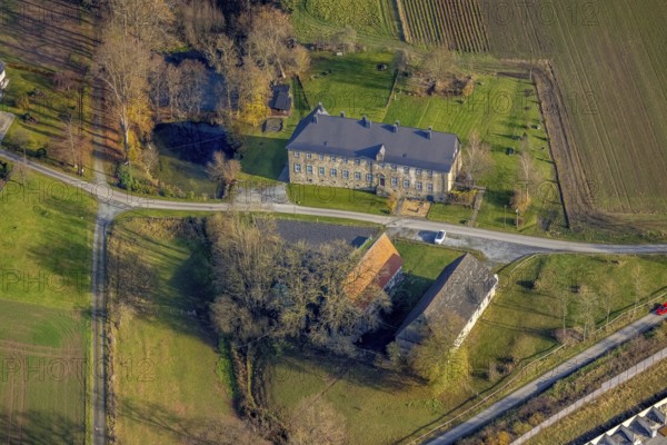 Aerial view, Former Galilee Monastery, Enste, Meschede, Sauerland, North Rhine-Westphalia, Germany,