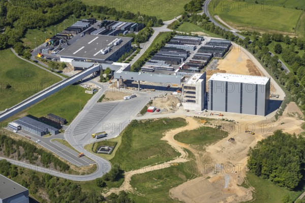Aerial view, Brewery C.& A. VELTINS GmbH & Co. KG, new construction high-bay warehouse,