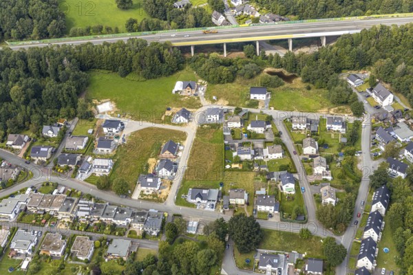Aerial view, construction site new development area SchuÌˆtzenhaus-Nord, Liegnitzer Straße,