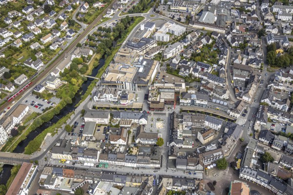 Aerial photo, new construction, extension of Meschede town hall, Winziger Platz,