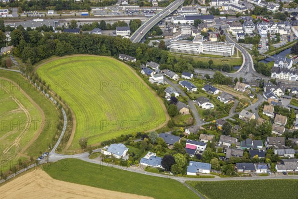 Aerial view, possible building area, meadows and fields, Berghauser Weg, Ritter-Freseken-Straße,