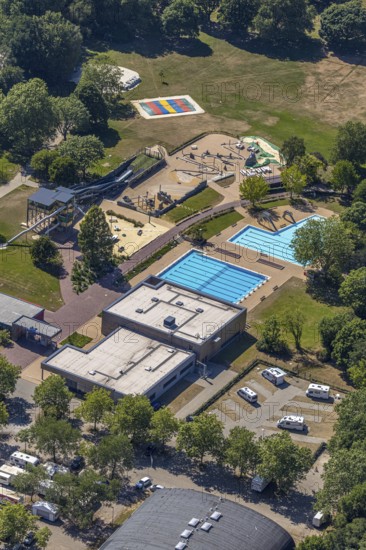 Aerial photo, ENNI Solimare swimming pool, Vinn, Mörs, Ruhr area, North Rhine-Westphalia, Germany,