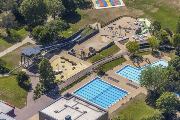 Aerial photo, ENNI Solimare swimming pool, Vinn, Mörs, Ruhr area, North Rhine-Westphalia, Germany,