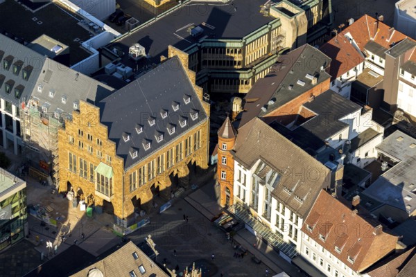 Aerial view, old town hall, city centre, Minden, Ostwestfalen-Lippe, OWL, North Rhine-Westphalia,