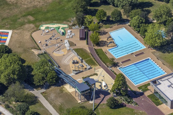 Aerial photo, ENNI Solimare swimming pool, Vinn, Mörs, Ruhr area, North Rhine-Westphalia, Germany,