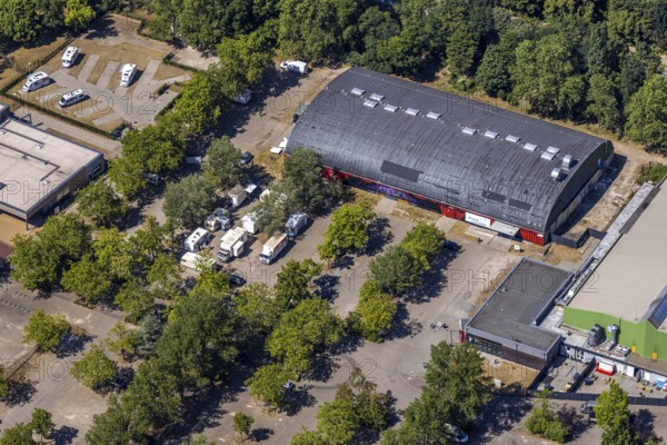 Aerial photo, ENNI event hall, car parks, Vinn, Mörs, Ruhr area, North Rhine-Westphalia, Germany,