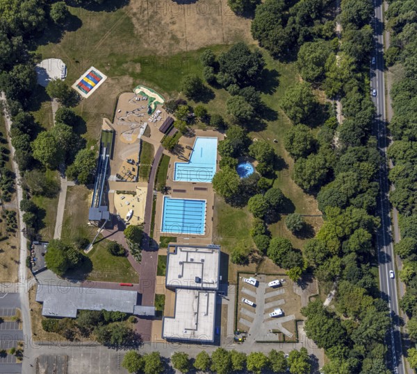 Aerial photo, ENNI Solimare swimming pool, Vinn, Mörs, Ruhr area, North Rhine-Westphalia, Germany,