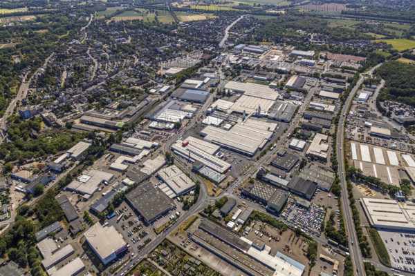 Aerial view, commercial area Moers-Hülsdonk, industrial area, Repelener Straße, Rheurdter Straße,