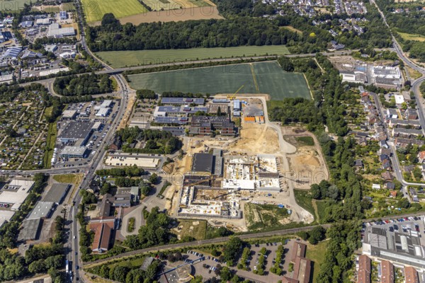 Aerial view, Berufskolleg für Technik Mörs, construction site of new school building,