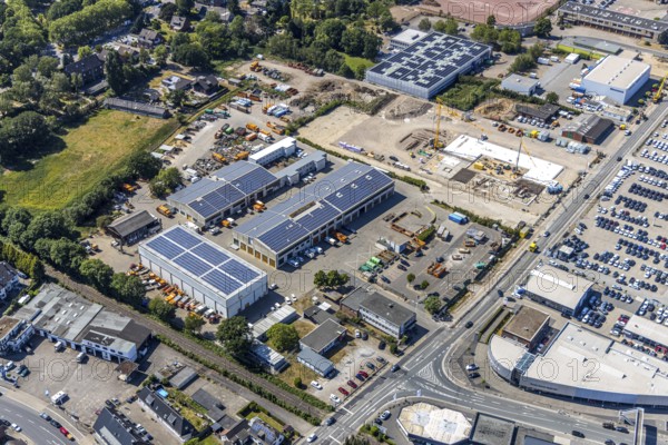 Aerial view, construction site ENNI factory and administration building, former carpenter's