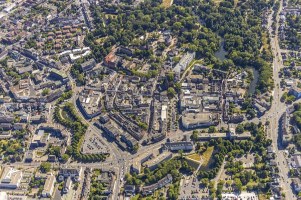 Aerial view, overview centre, structure Dutch model fortification, jagged ring of ramparts,