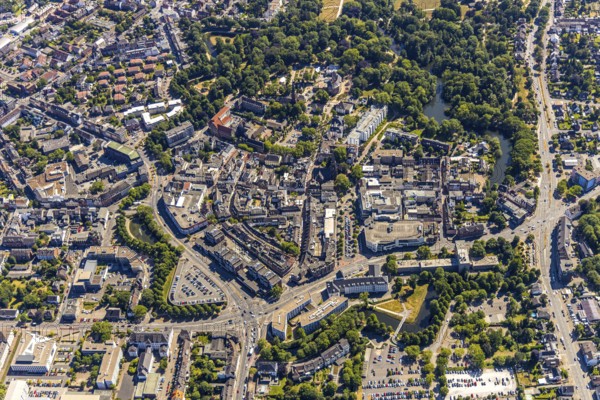 Aerial view, overview centre, structure Dutch model fortification, jagged ring of ramparts,