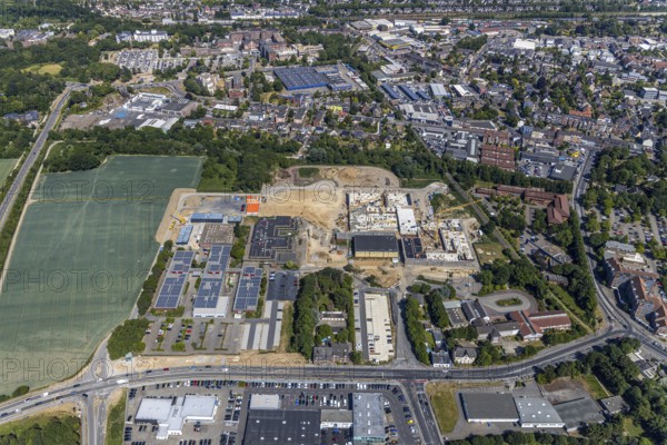 Aerial photo, Berufskolleg für Technik Mörs, construction site of new school building, vocational