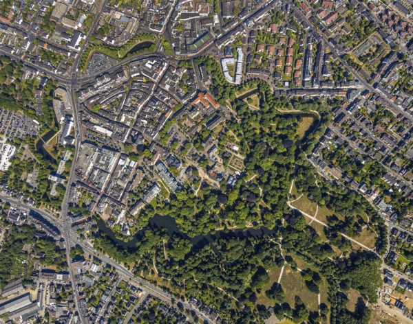 Aerial view, overview centre, structure Dutch model fortification, jagged ring of ramparts,