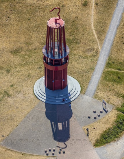 Aerial photograph, Rheinpreussen spoil tip, Das Geleucht, pit lamp, art object by Otto Piene on the