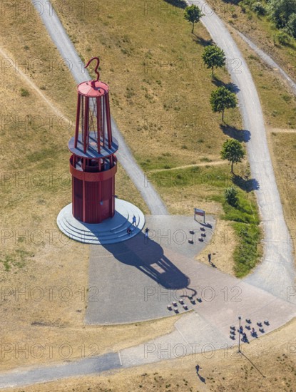 Aerial photograph, Rheinpreussen spoil tip, Das Geleucht, pit lamp, art object by Otto Piene on the
