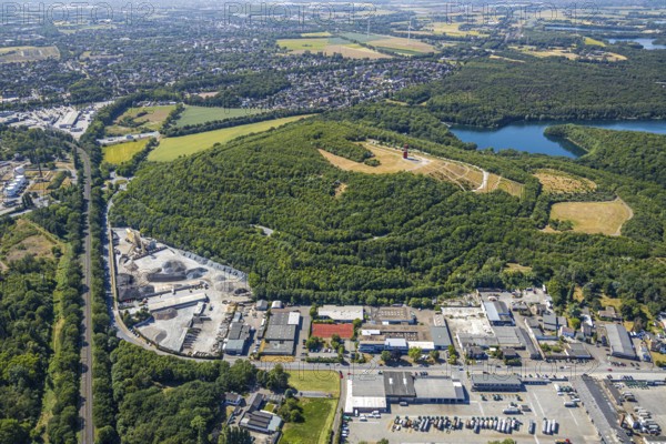 Aerial photograph, Rheinpreussen spoil tip, Das Geleucht, pit lamp, art object by Otto Piene on the