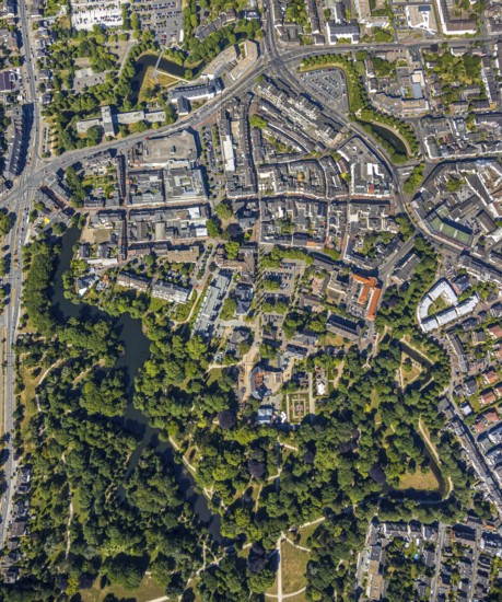 Aerial view, overview centre, structure Dutch model fortification, jagged ring of ramparts,