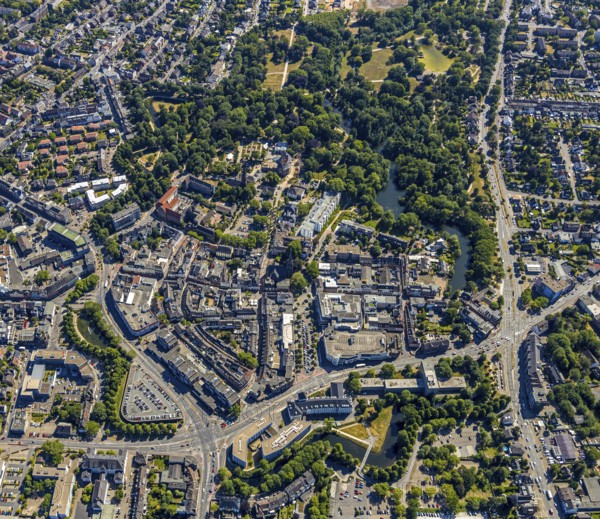 Aerial view, overview centre, structure Dutch model fortification, jagged ring of ramparts,