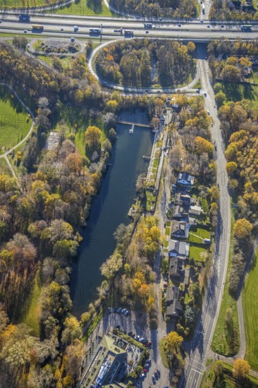 Aerial photo, Bettenkamper Meer, Fildmeer, Naturfreibad Bettenkamp, Moers-Vinn, Mörs, Ruhr area,