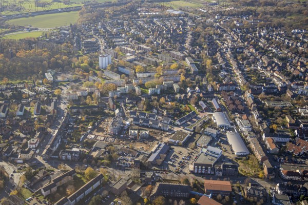 Aerial view, construction site, new housing estate Teutonenstraße, Mörs, Ruhr area, North