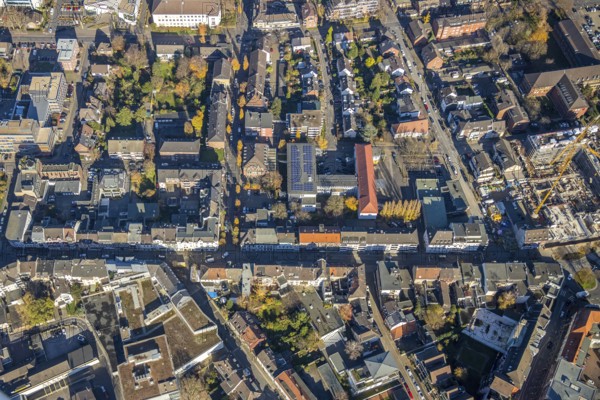Aerial view, city centre view, roundabout Homberger Straße to Neuer Wall, Königlicher Hof, Mörs,