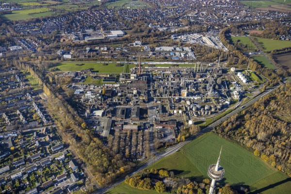 Aerial view, INEOS Solvents Gemany Mörs plant, Rheinkamp-Meerbeck, Mörs, Ruhr area, North