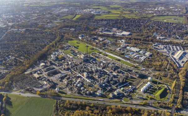 Aerial view, INEOS Solvents Gemany Mörs plant, Rheinkamp-Meerbeck, Mörs, Ruhr area, North
