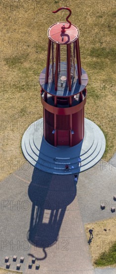 Aerial photograph, Rheinpreussen spoil tip, Das Geleucht, pit lamp, art object by Otto Piene on the
