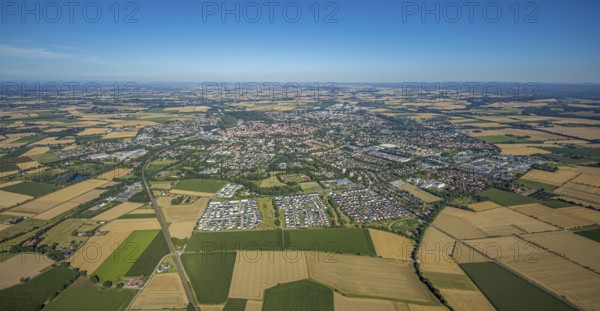 Aerial view, overview of Soest from the west, new development areas at Ardeyweg, Soest, Soester