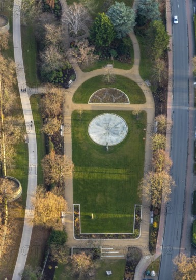 Aerial view, rose garden, fountain, Dasselwall, Soest, Soester Börde, North Rhine-Westphalia,